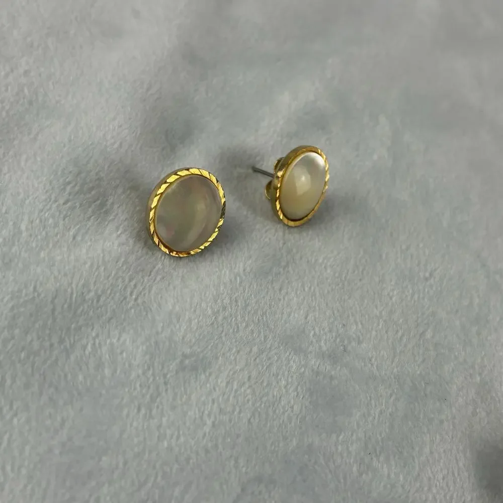 Earrings Lot of2 Iridescent Swirl Blue Purple Ivory Gold Tone Classic Dark Artsy